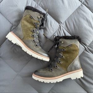 Shearling & Leather Boot lace up & zipper new